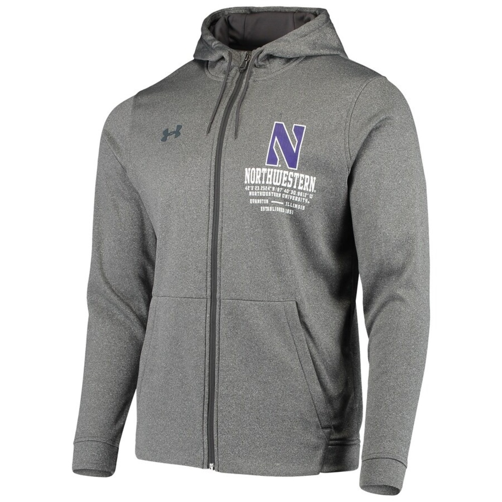 Men’s Under Armour Charcoal NU Wildcats School Logo Fleece Full-Zip Hoodie